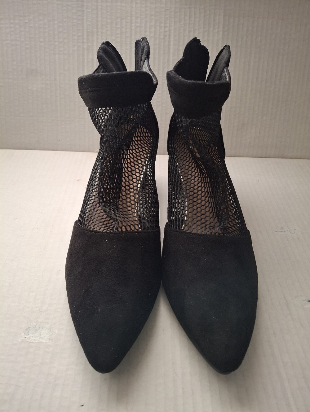 Black Mess Pointed Toe Ankle Boots